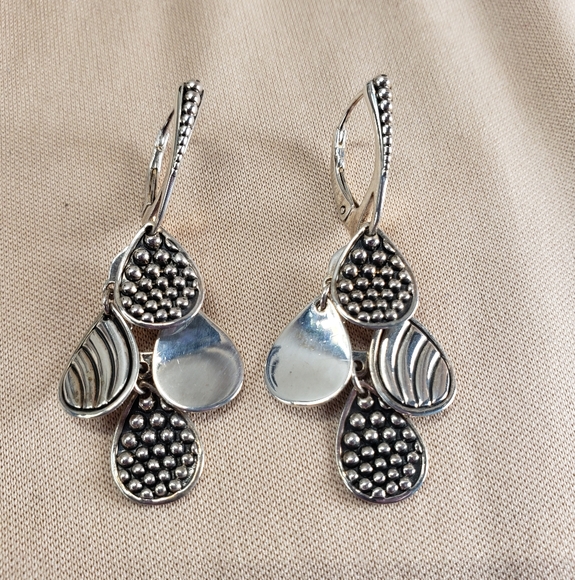 LAGOS Sterling Silver Caviar Teardrop Dangle Earrings - Picture 1 of 9
